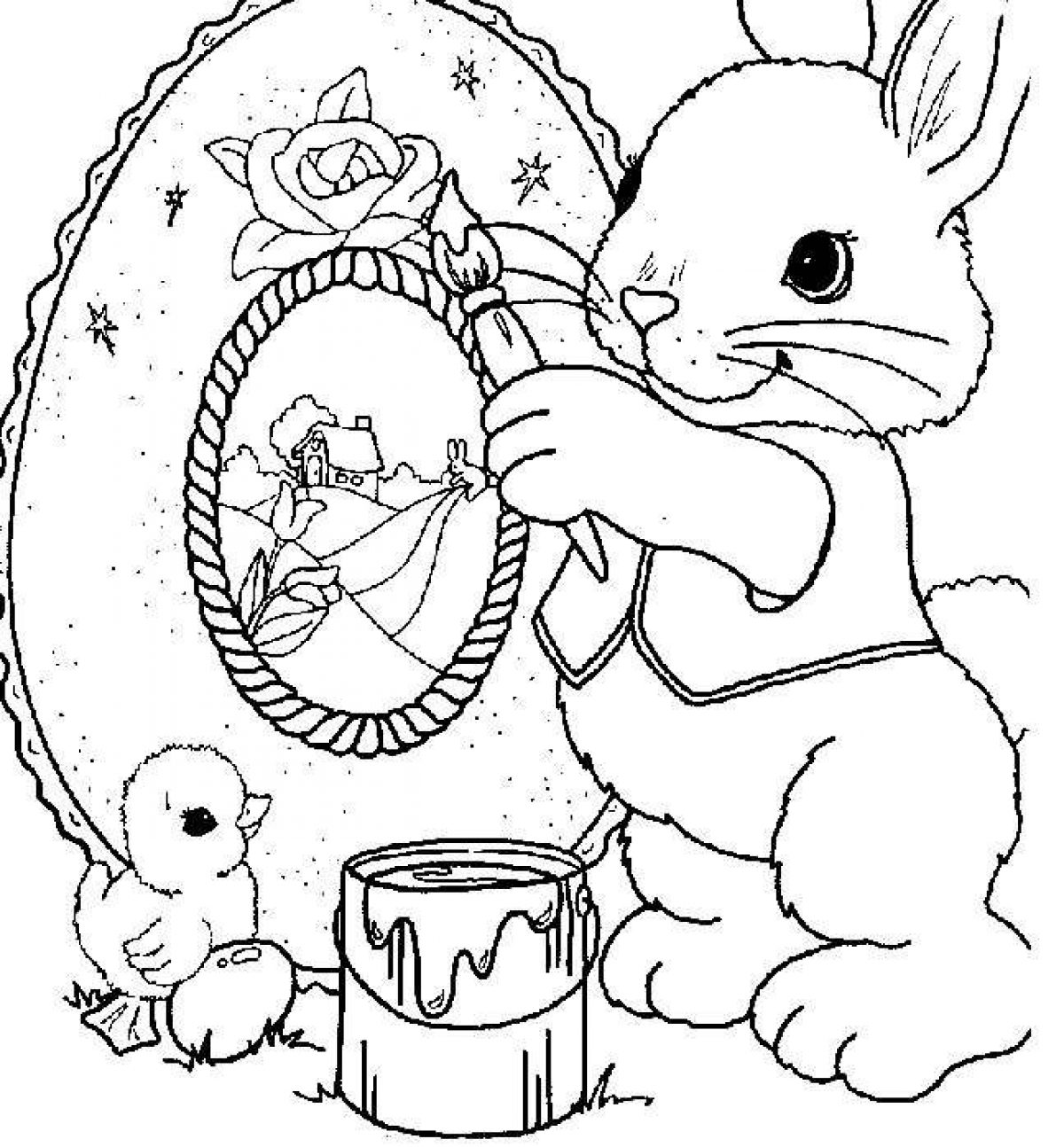 Рождественский кролик раскраска