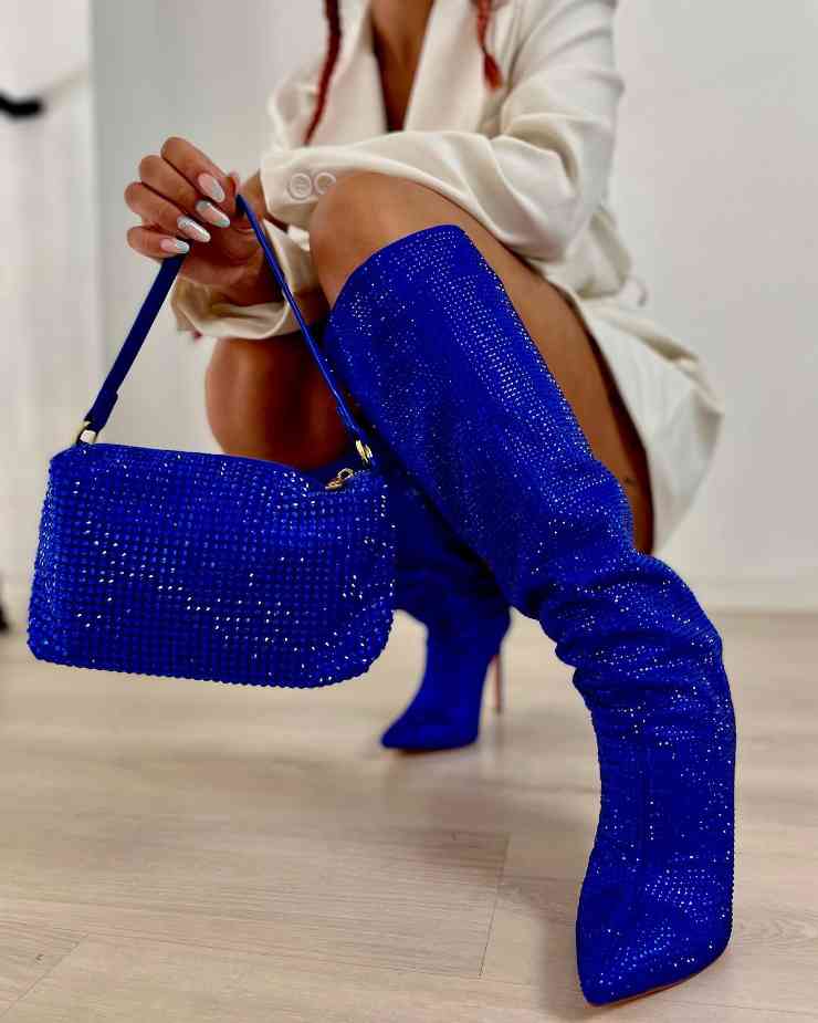Stivali con strass blu