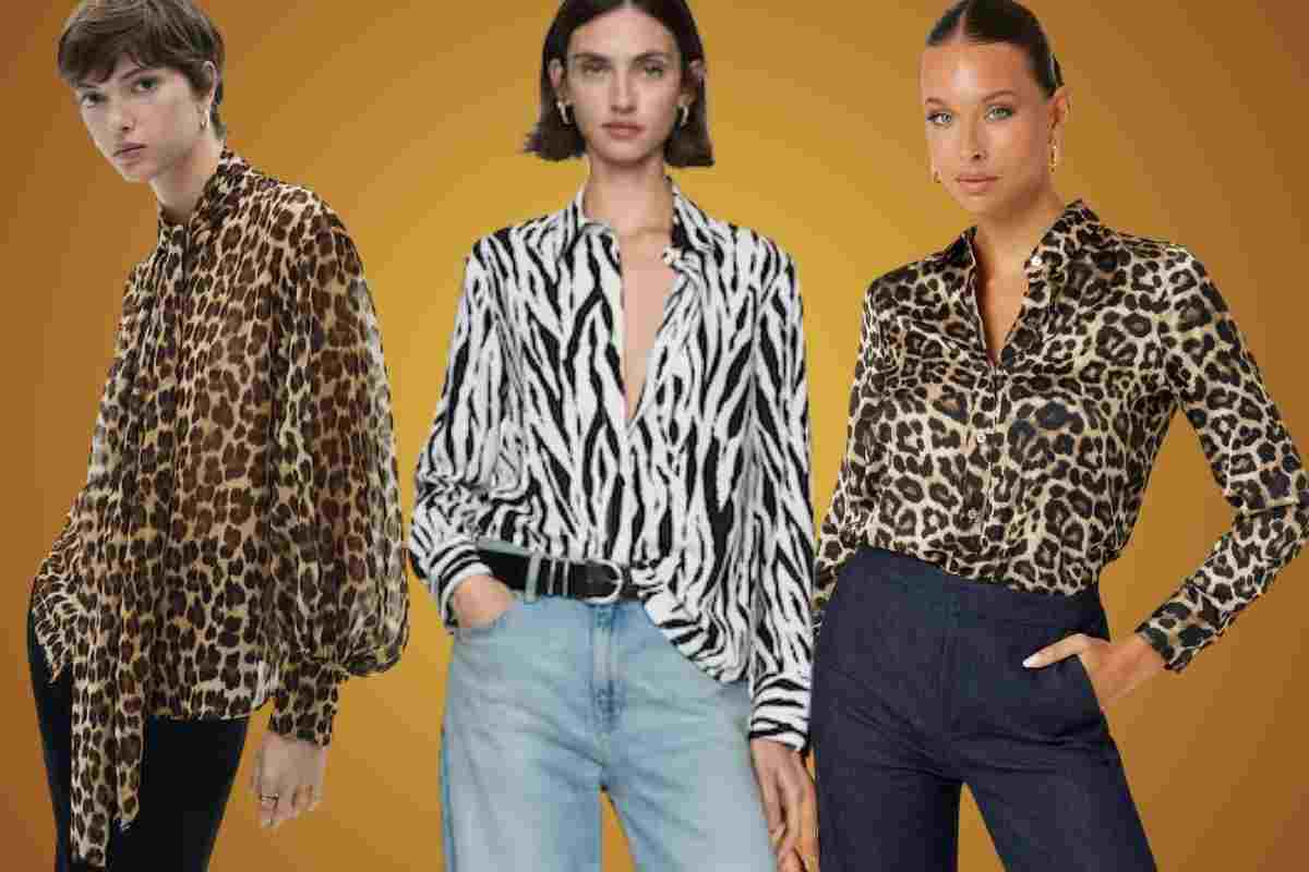 collage foto modelle camicie animalier