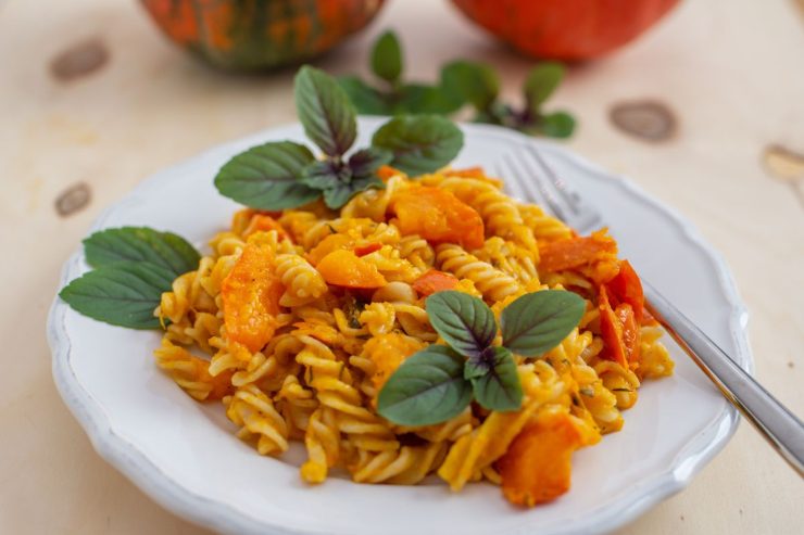 piatto di fusilli con zucca