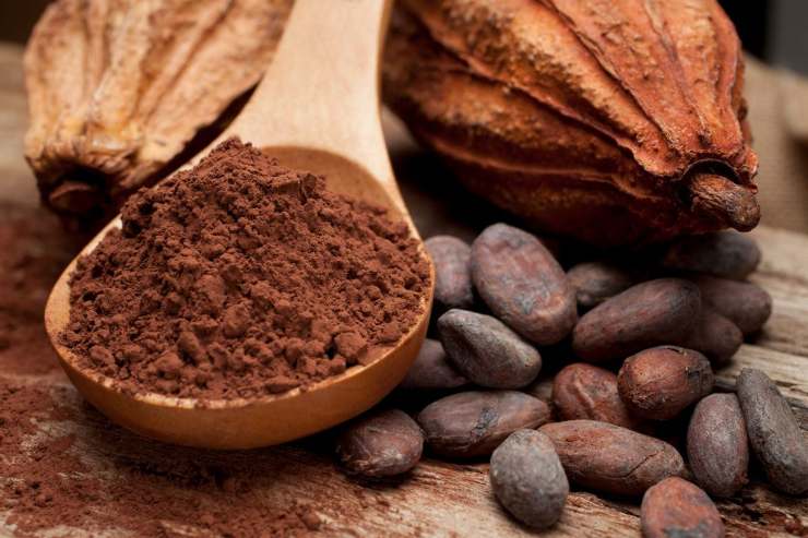 cucchiaio di legno con cacao