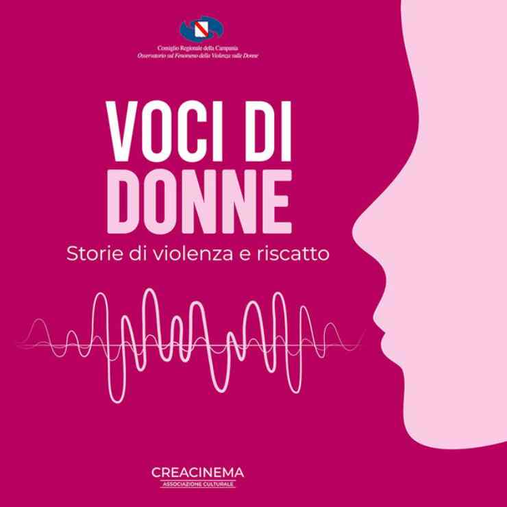 locandina rosa con profilo di donna