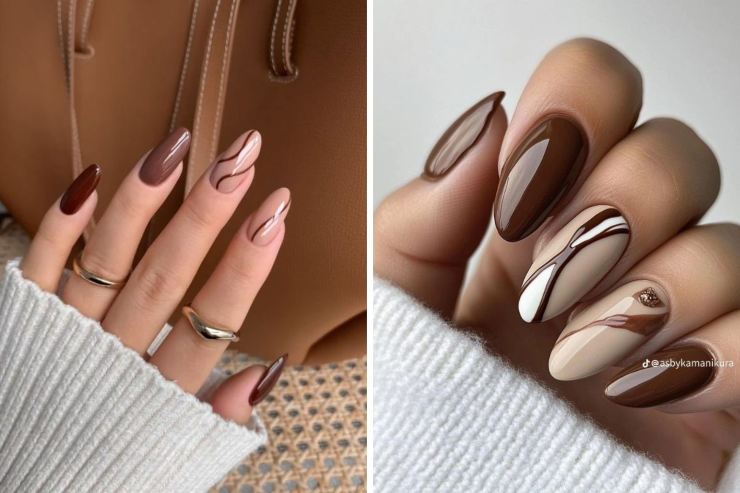 mani con manicure color cioccolato