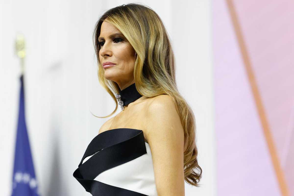 Melania Trump durante l'insediamento di Donald alla Casa Bianca