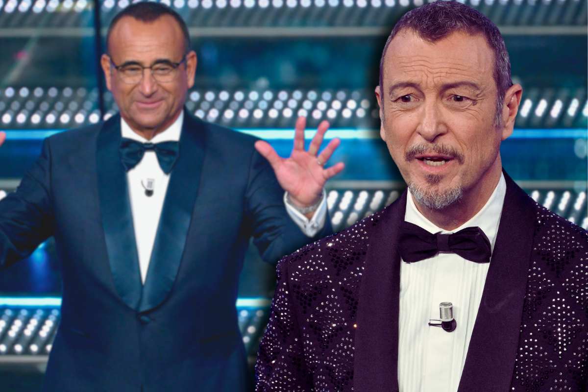 Carlo Conti e Amadeus rispettivamente di Sanremo 2025 e 2024