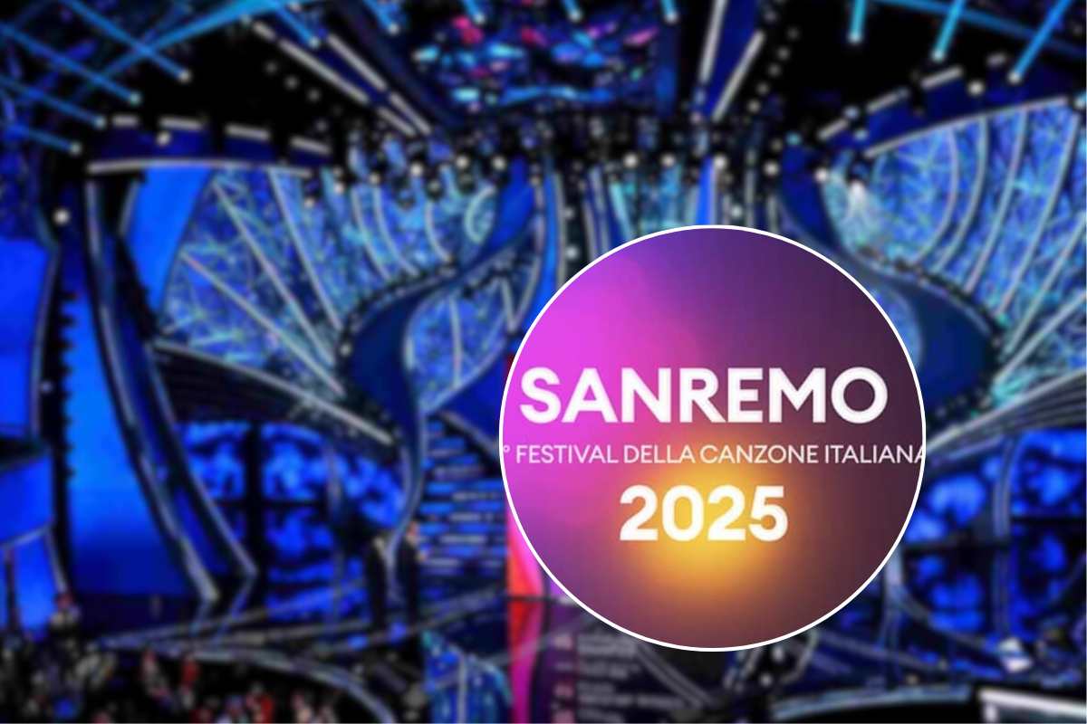 Palco dell'Ariston e logo Sanremo 2025