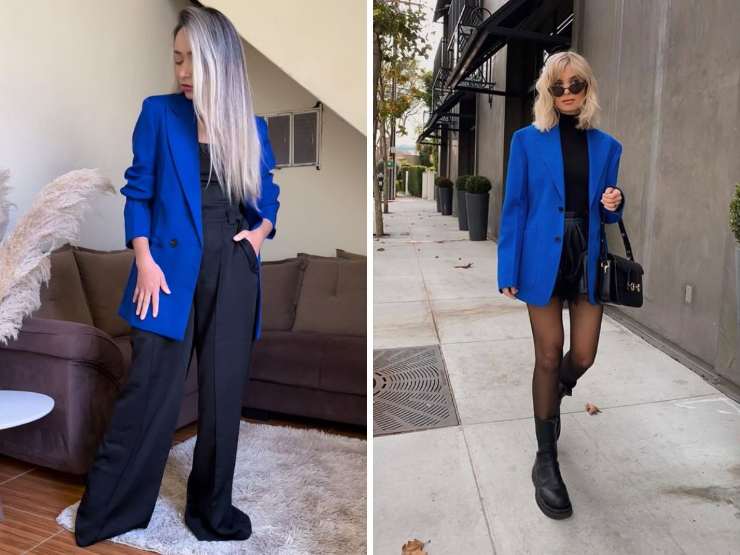 ragazze con outfit blu e nero