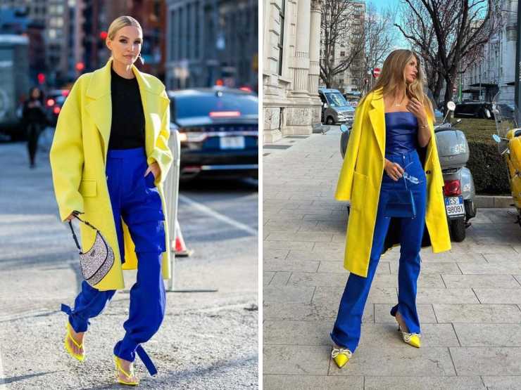 ragazze con outfit blu e giallo