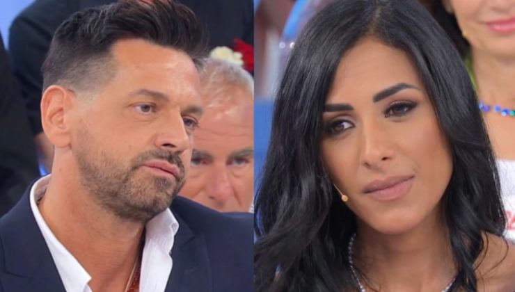 Primo piano di Cristiano e Asmaa nello studio di Uomini e Donne