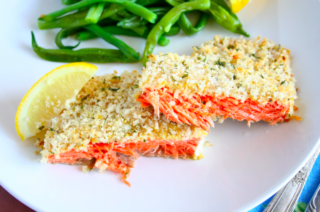 tagliata di salmone al pepe verde